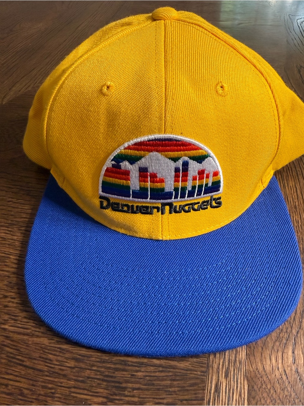 Denver Nuggets Mitchell Ness Throwback Logo Snapback Cap Hat Yellow  Large